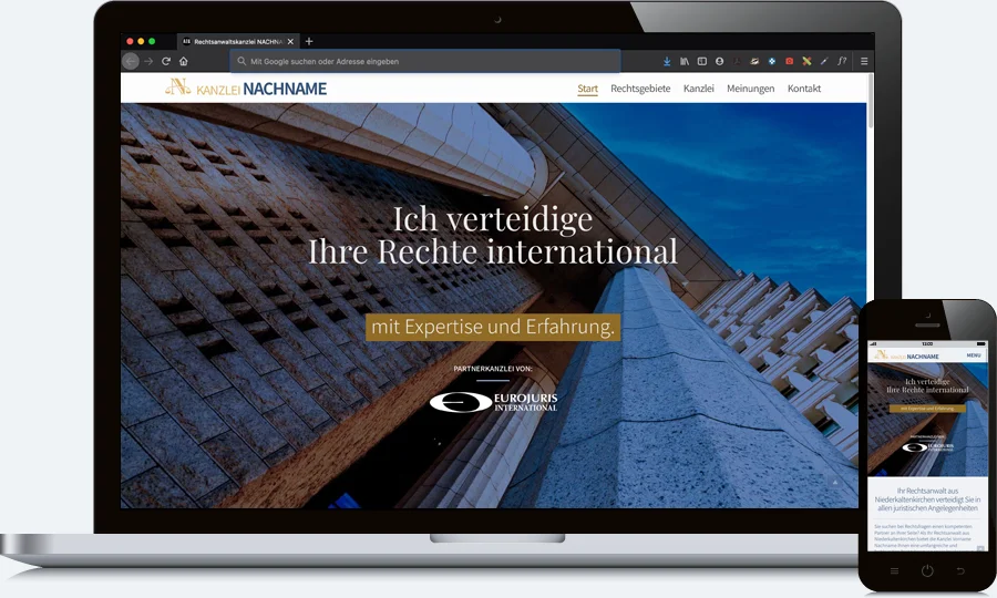 Homepage für Rechtsanwalt