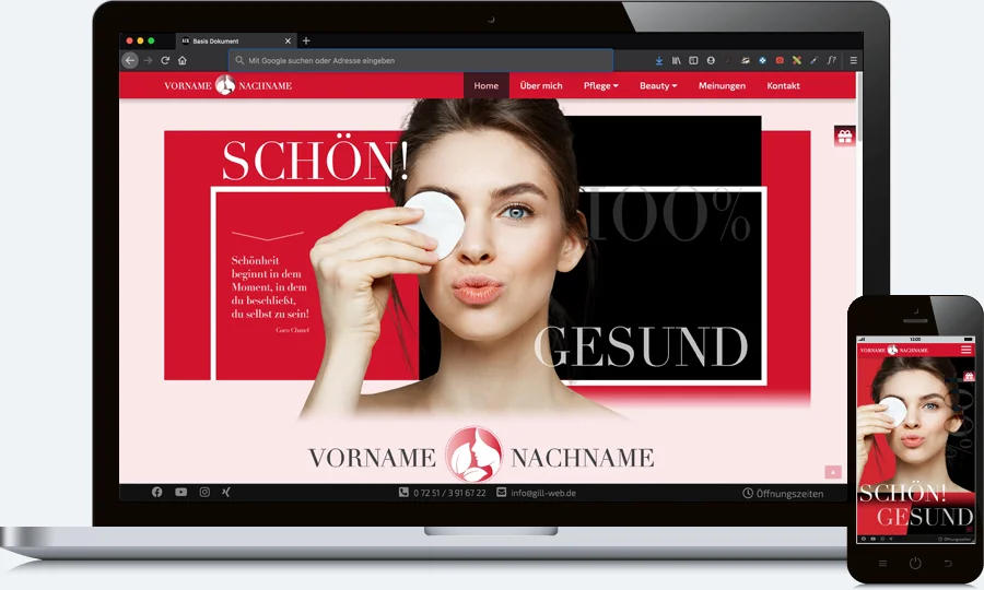 Homepage für Kosmetikstudio