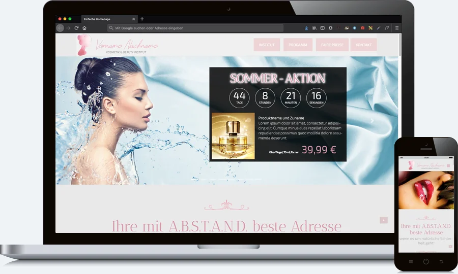 Homepage für Kosmetikstudio 6