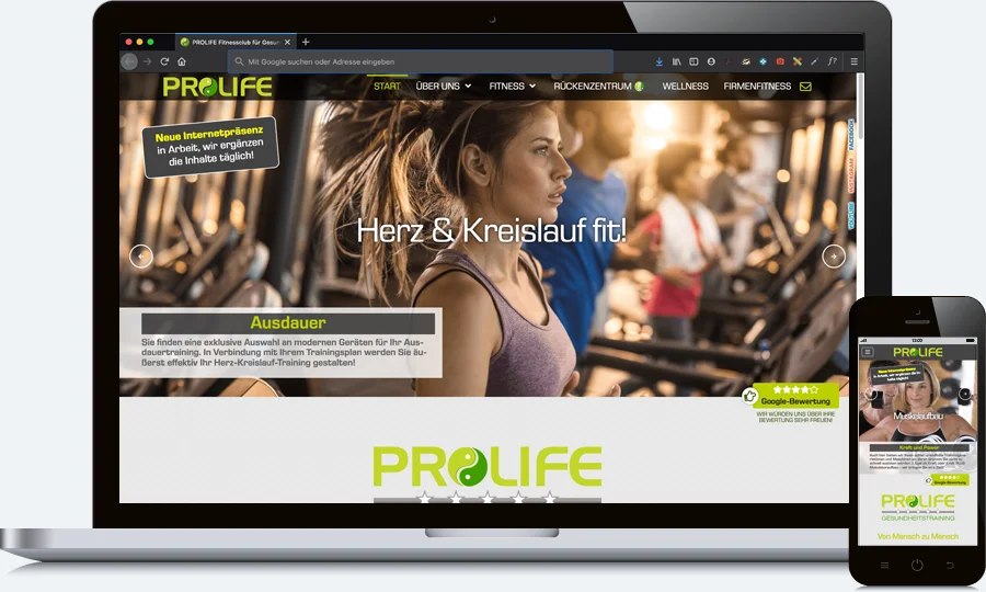 Homepage für Fitnessstudio 2